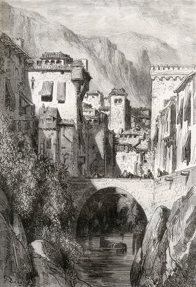 The Banks of the Darro, Granada, illustration from 